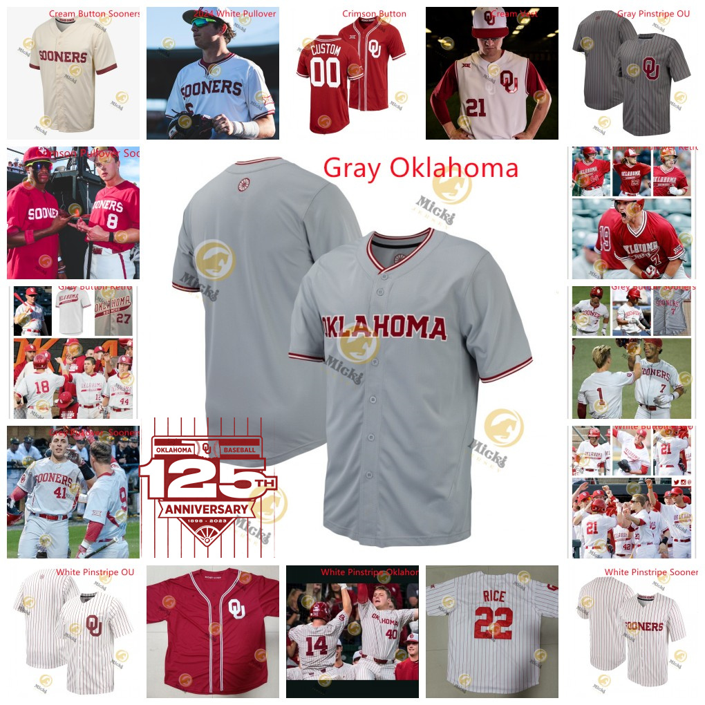 2024 OklahomaSooners Baseball Jersey Matt Kemp Cade Horton Jake Bennett Peyton Graham Barrett Riebock Jimmy Crooks Custom Stitched Jerseys