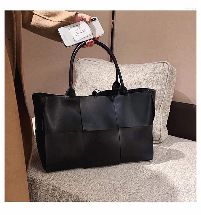 Bag Women Weave Tote Fashion High Quality PU Leather Designer String Handbag Elegant Large Capacity Female Shoulder 4