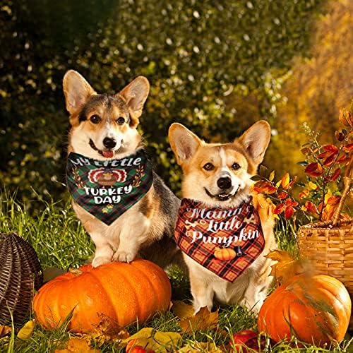 12 Pieces Thanksgiving Bandana Bandanas Clothes Accessories Maple Leaf Pumpkin Patterned Autumn Triangle Scarf Bibs for Large Small Dog Kerchief Cat P