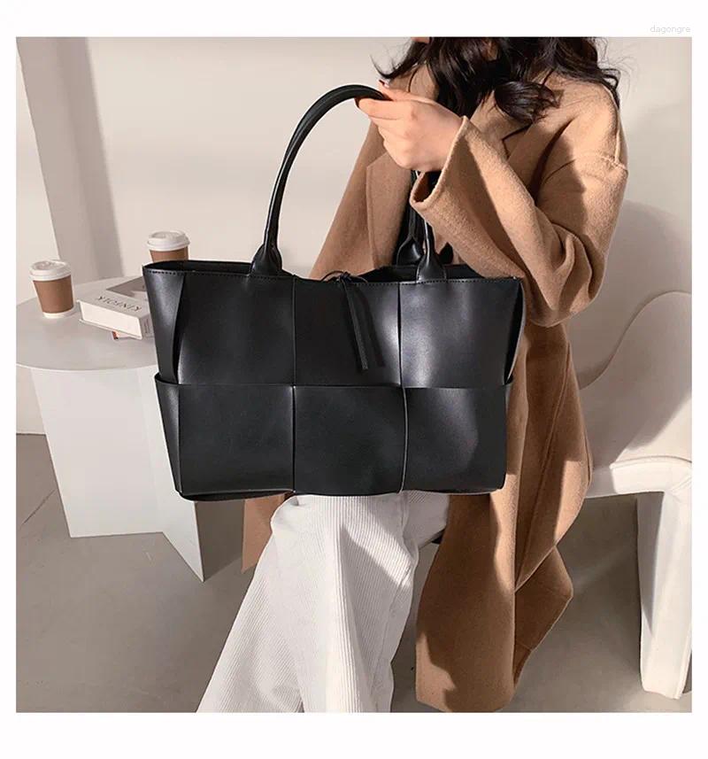 Bag Women Weave Tote Fashion High Quality PU Leather Designer String Handbag Elegant Large Capacity Female Shoulder 4