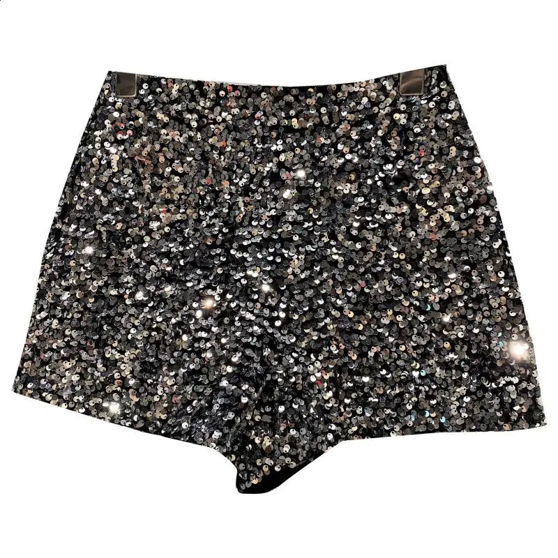 autumn black velvet shorts womens sequins shiny cross dressing shorts club clothing shorts street pants 241127