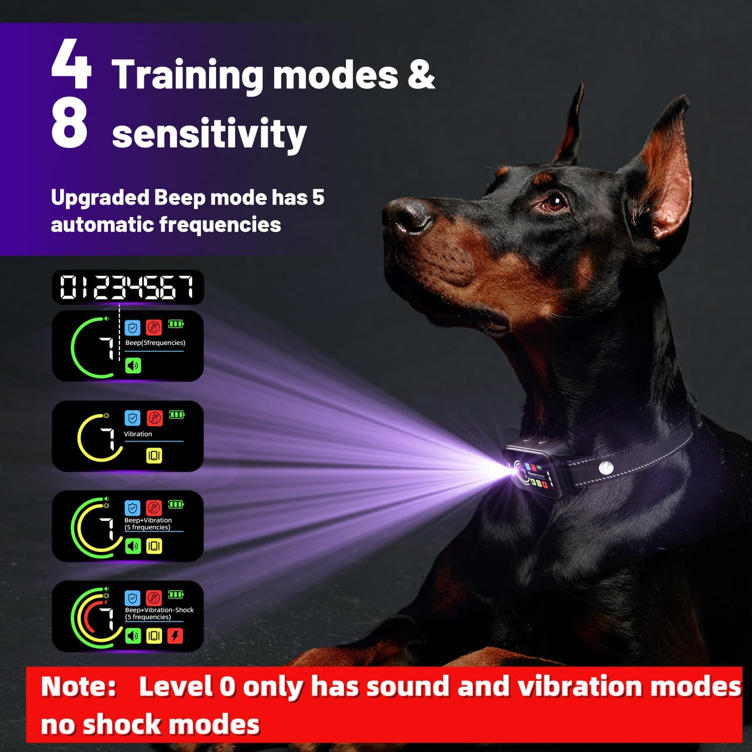 Collar,Bark for Large Medium Small Dogs 8-120lbs,Rechargeable Anti Bark Training 7 Adjustable Sensitivity, Barking Collar with Beep Vibration