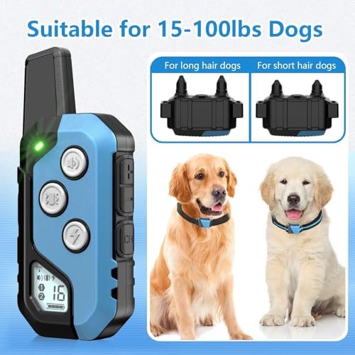 Snsng Shock Remote Control, for 2 Dogs, Waterproof Dog with Remote, 3 Modes, Rechargeable Electric Training Collar Breed