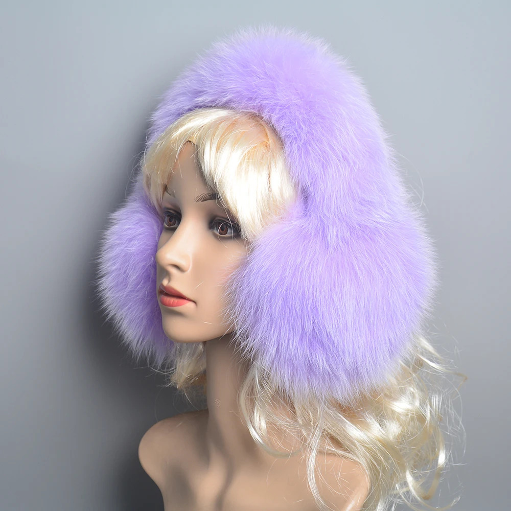 Real fox fur earmuffs suitable for winter women warm natural raccoon fur earmuffs girls earmuffs warm genuine leather earmuffs plush earmuffs 241127