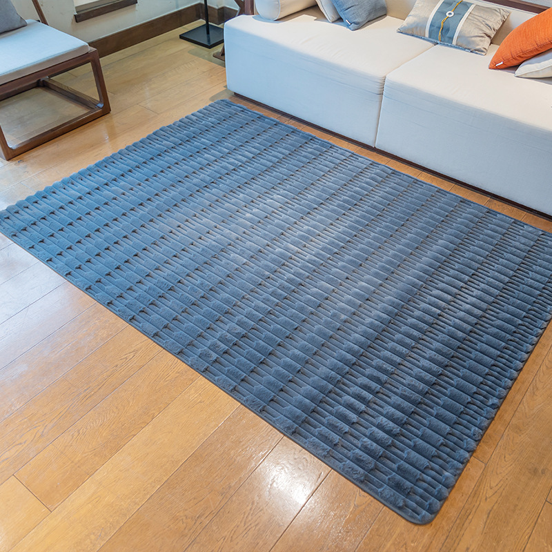 Modern Minimalist Rabbit Hair Bamboo Knot Patterned Floor Mat, Living Room Coffee Table Blanket, Easy To Maintain Home Sofa, Solid Color Rabbit Hair C