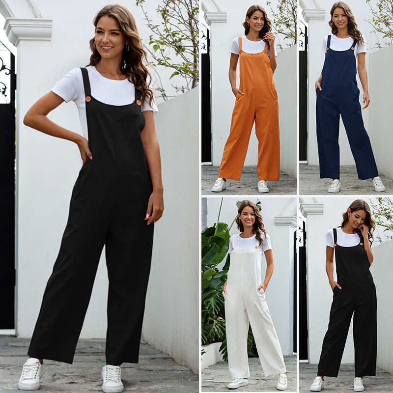 New European And American Women's Retro Loose Casual Long Shoulder Pants, Trendy Clothing, Fashionable Temperament B2