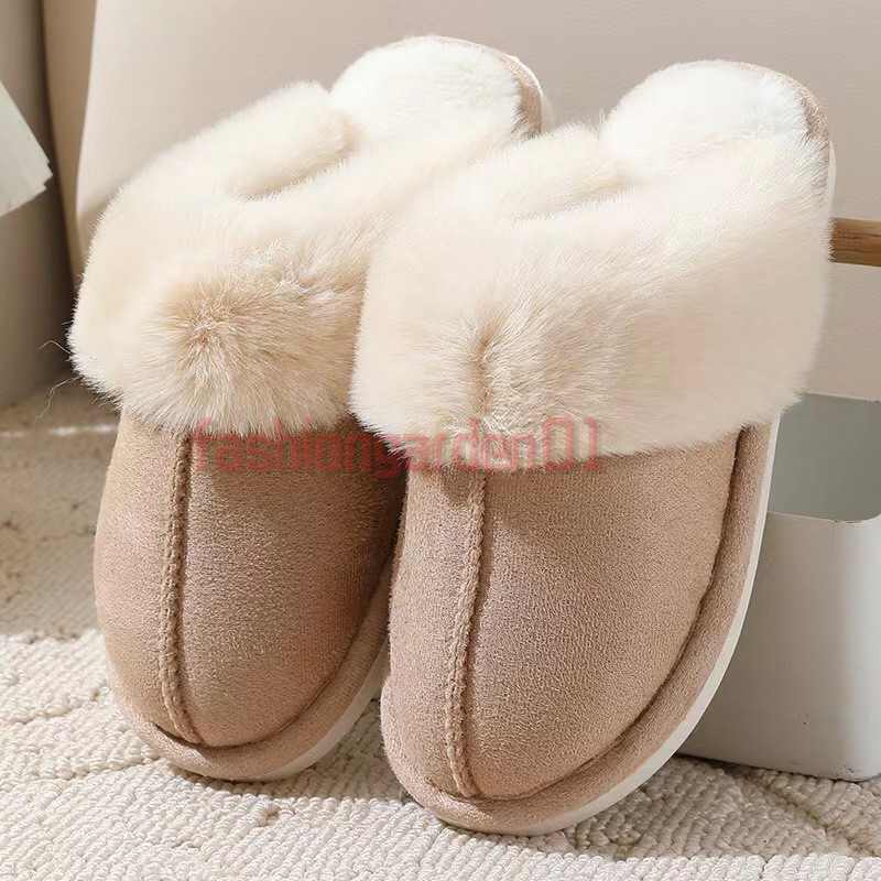 Free Shipping winter flat fur slippers men women designer shoes tan khaki beige pink Grey flats slip-on slipper comfort plush slides outdoor fashion c