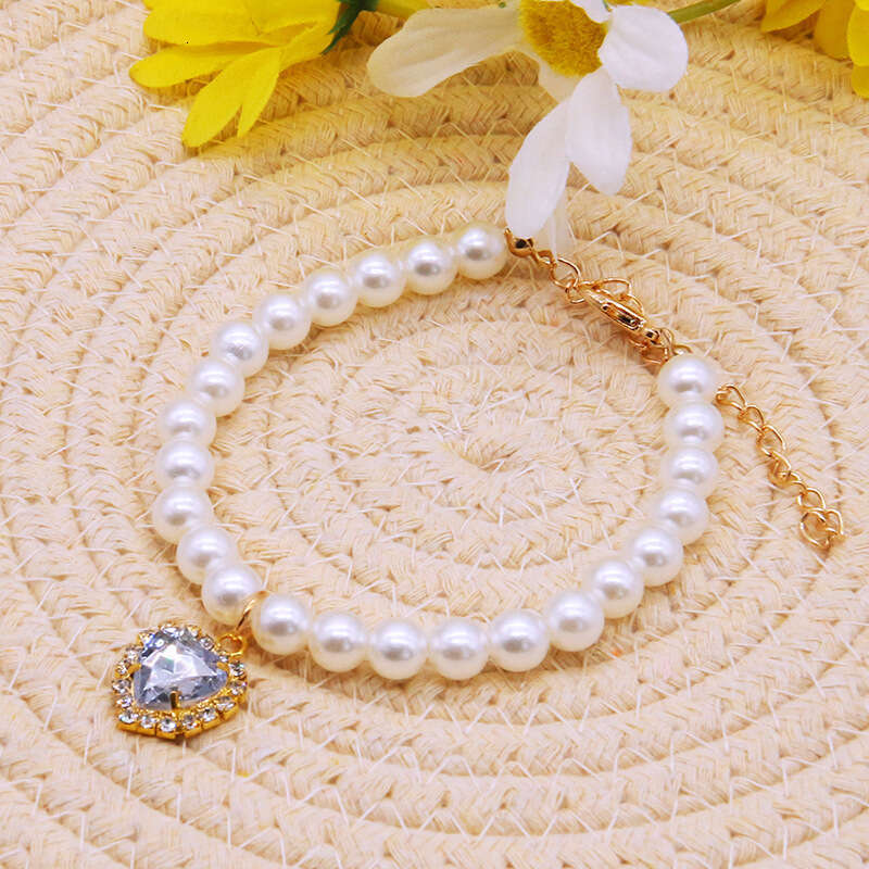 New Collar Decoration Cute Exquisite Neck Kitten Adjustable Summer Cat Necklace High Simulation Pearls Pet Supplies
