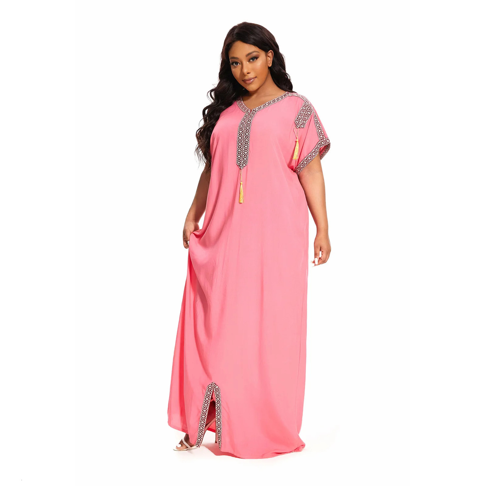 2024 PlusSize Cover Caftan Traditional short sleeve Dress cotton kaftan beach home abaya African dresses for women 240423