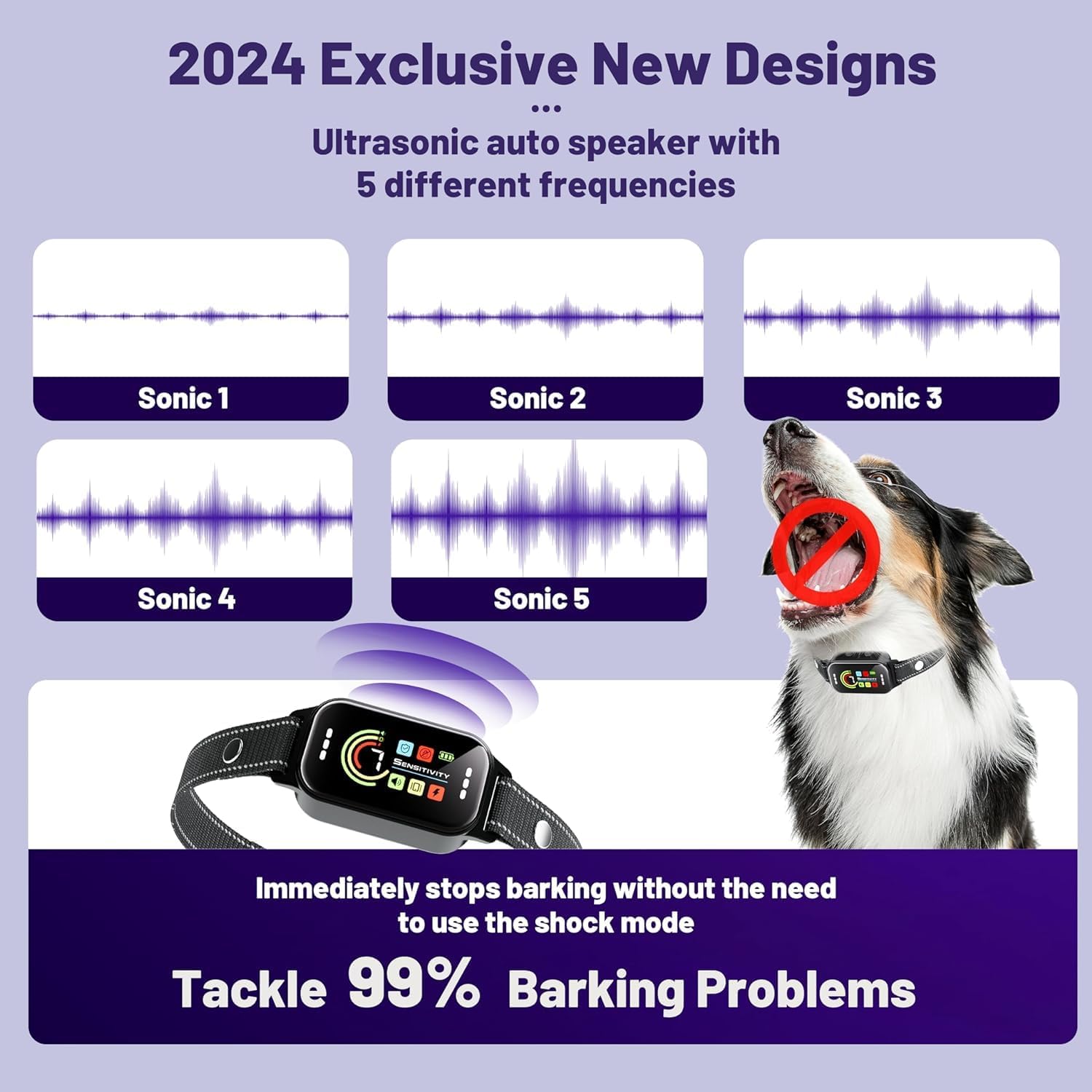 Collar,Bark for Large Medium Small Dogs 8-120lbs,Rechargeable Anti Bark Training 7 Adjustable Sensitivity, Barking Collar with Beep Vibration