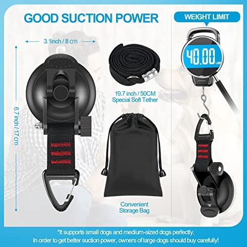 Bathing Tether Heavy Suction Cup, Tub Restraint Soft Nylon Leash with Adjustable Collar for Pet Dog Cat Shower and Grooming Red