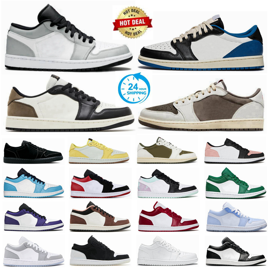 Mens Women Basketball Shoes Reverse Mocha 1 Low Court Purple UNC Shadow Bred Triple White Men Shoes1S Trainers Sports Outdoor Sneakers Size 13