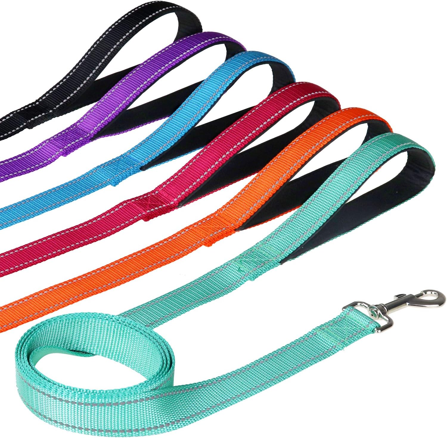 FunTags 6FT Reflective Dog Leash with Soft Padded Handle Training,Walking Lead for Large & Medium Dog, Inch Wide,HOTPINK