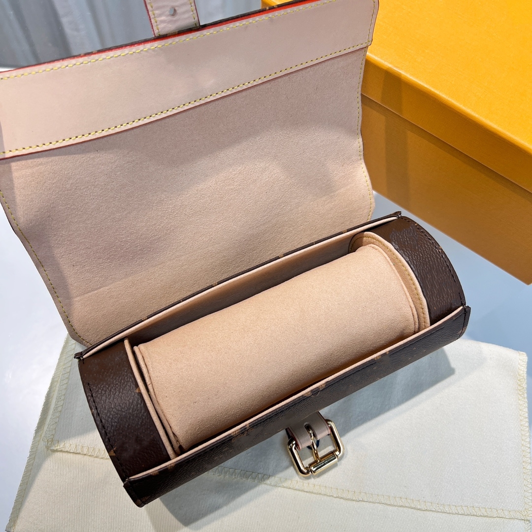 WATCH CASE M43385 BOX mens designer women pouch timepieces travel accessory leather trimmings N41137 M47530 M32609 5 colors m3272871 BOX0