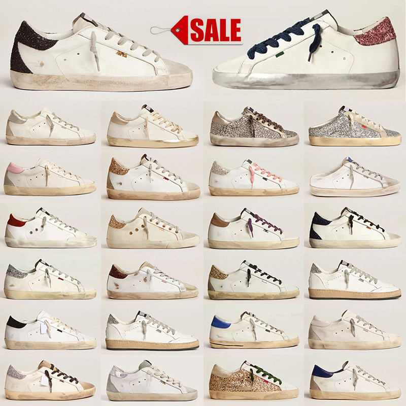 2024 Women Men Sneakers Designer Shoes platform Casual Shoes Leather Sequin Italy Vintage Dirty Old Shoe Black White Silver High-quality Trainers Size 35-46