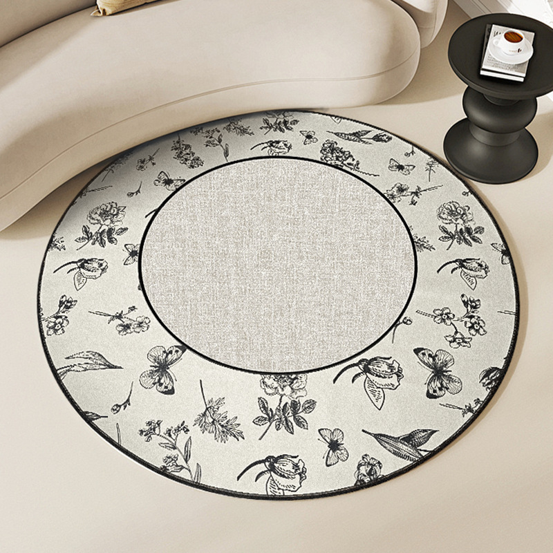 Circular waterproof carpet, living room resistant to dirt and easy to maintain, bedroom bedside floor mat