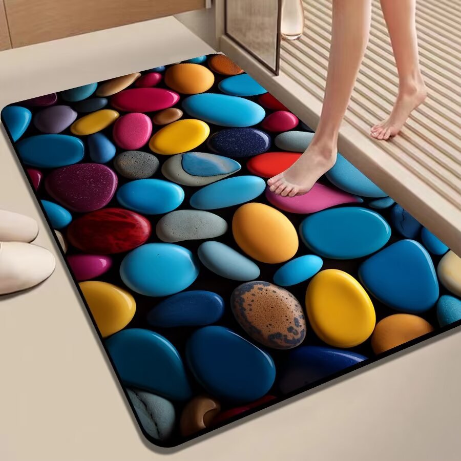3D Three-dimensional Pebble Diatom Mud Bathroom Absorbent Mat Quick-absorption Non-slip Foot Mat Bathroom Kitchen Door Mat