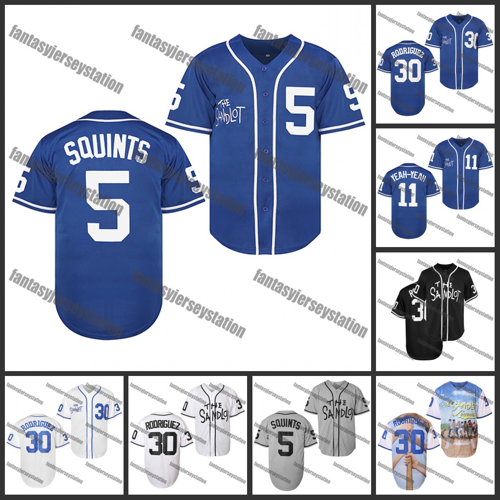 IN STOCK The Sandlot Baseball Jersey 5 Blue SQUINTS Embroidered Baseball Sports Tops Baseball Shirt 90s Hip Hop Fashion Clothing for Sports Festive Occasion S-XXXL
