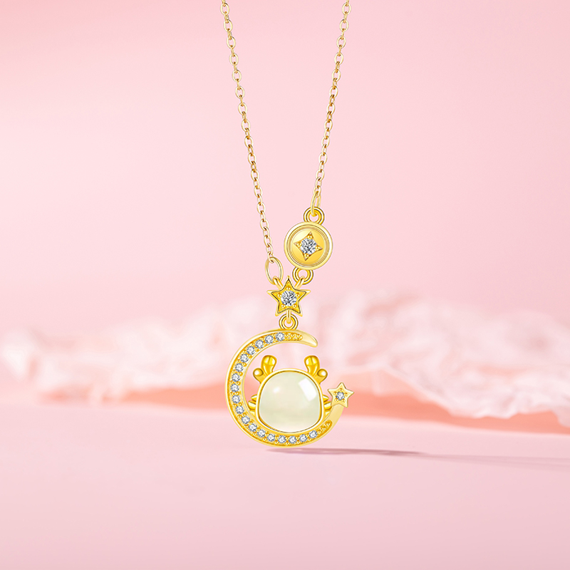 Chic Female Star Moon Dragon Elegant Necklace - Trendy Stainless Steel Bracelet Perfect for Commute