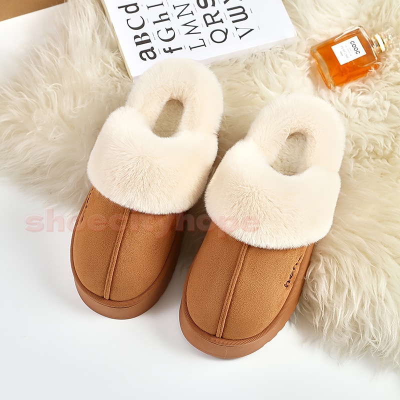Womens winter fur slippers brown black beige ladies shearing slides slipper snow Ankle Boot women designer platform boots lady fashion Slip-On booties