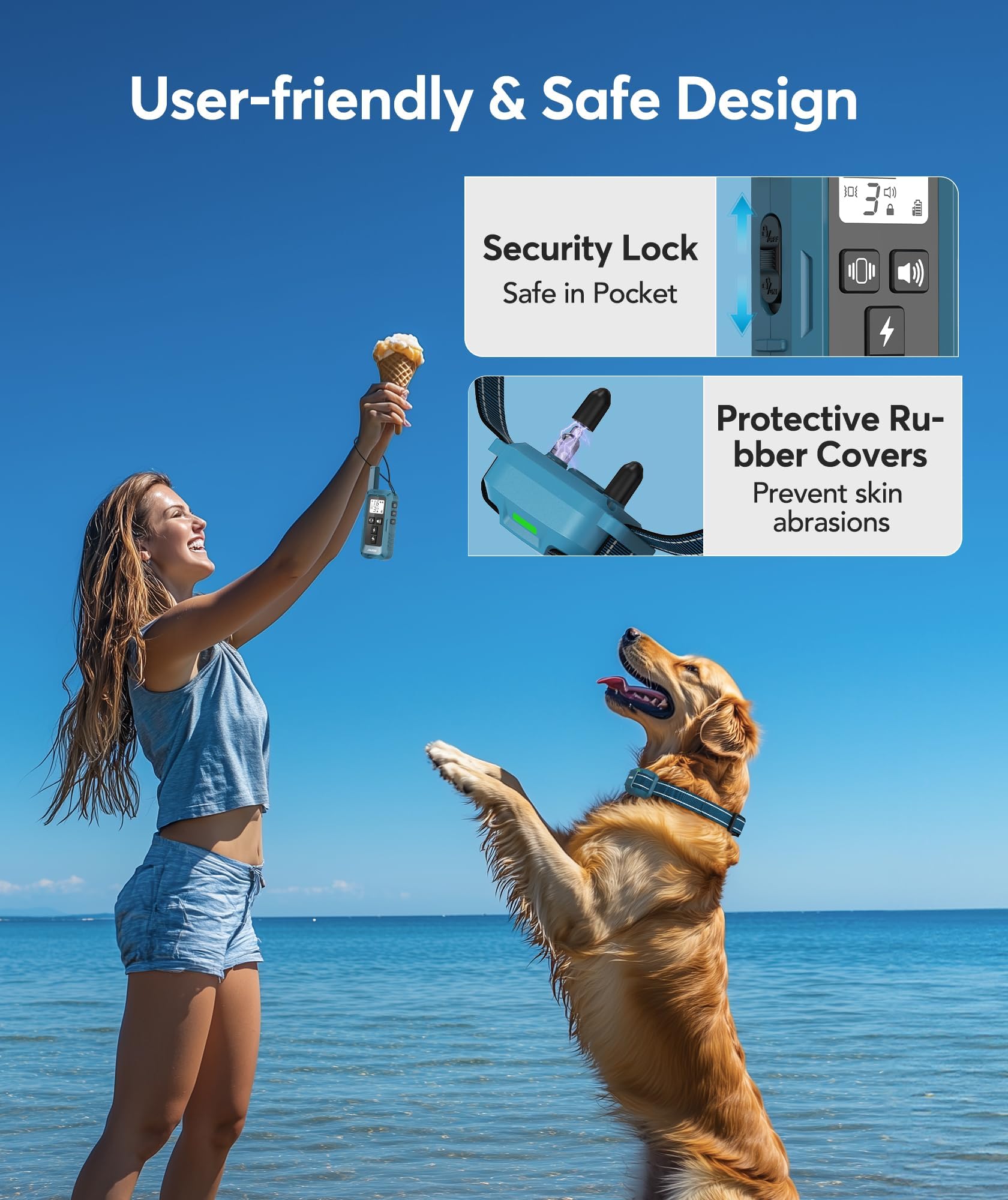 Jugbow - 4200FT Dog Remote, IPX8 Waterproof Electric with 4 Training Modes, Security Lock, Rechargeable Shock Collar for Dogs 5-120lbs