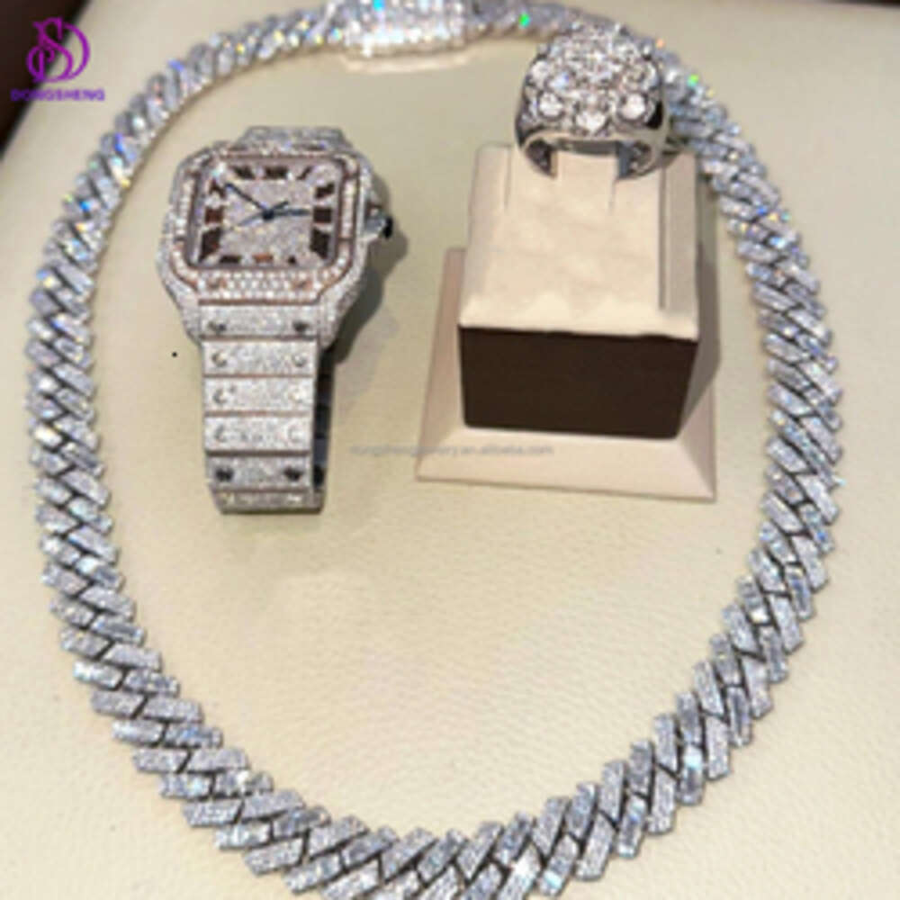 15mm 18mm Hip Hop Jewelry High Quality 925 Silver Cuban Necklace d Vvs Iced Out Moissanite Link Chain for Mens