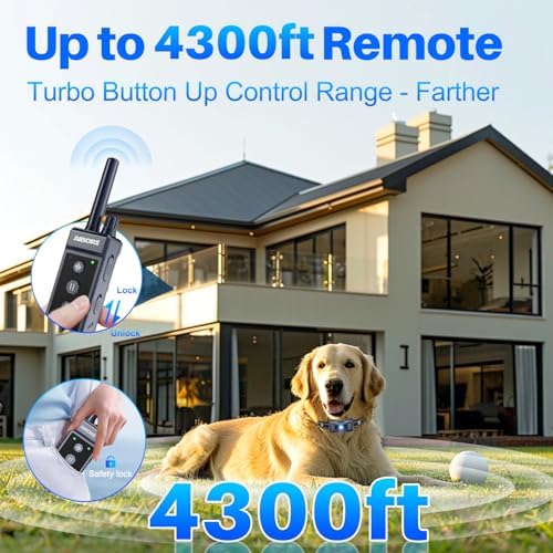 AIBORS Dog Shock Collar, 4300FT Remote Control 5-150lbs Small Medium Large Dogs, Rechargeable Waterproof e Collar with Light for Night Walks 4 Trainin