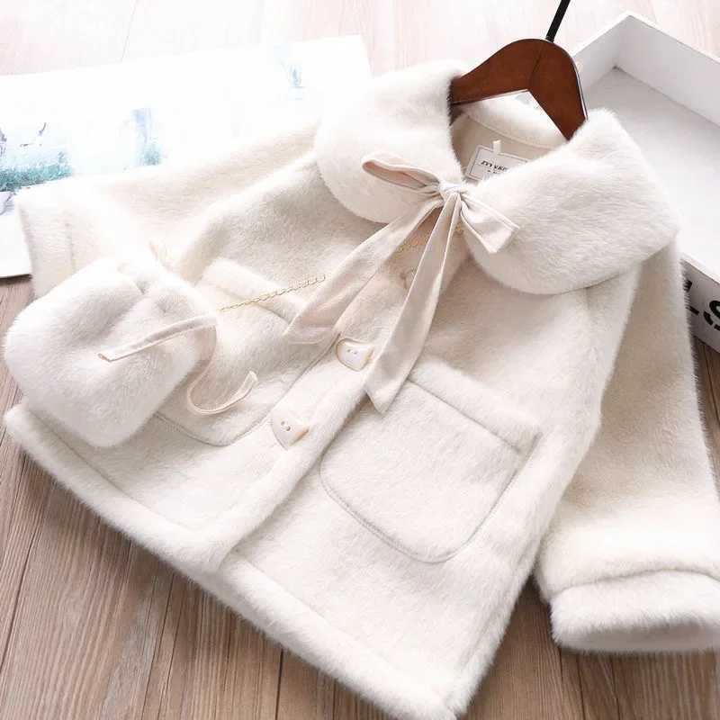 Tench coats New Fashion Spring Autumn Warm Faux Fur Coat For Girls Jacket Easter Cute Rabbit Plush Princess Outerwear 3-10 Year Kids Clothes H241127