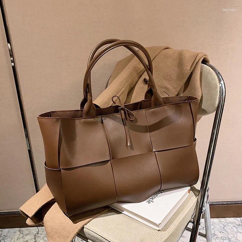 Bag Women Weave Tote Fashion High Quality PU Leather Designer String Handbag Elegant Large Capacity Female Shoulder 4