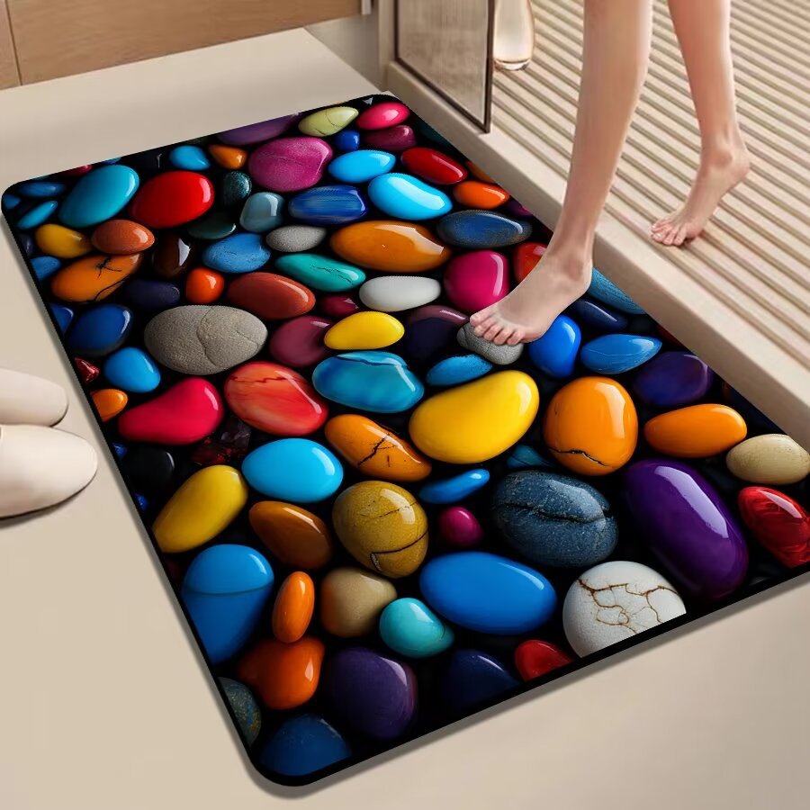 3D Three-dimensional Pebble Diatom Mud Bathroom Absorbent Mat Quick-absorption Non-slip Foot Mat Bathroom Kitchen Door Mat