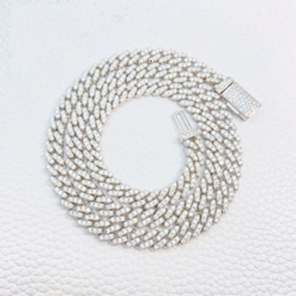 Custom Miami American Necklace Sterling Silver 925 Jewelry Iced Out Diamond Hip Hop 6.5mm Vvs Moissanite Cuban Link Chain