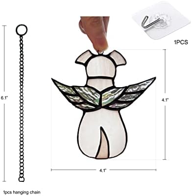 Glass Window Hanging Angel Memorial Gifts for Loss of Dog Sympathy Gift Suncatcher Passing Away Remembrance Memory Ornaments for Dog Lovers Rainbow Wi
