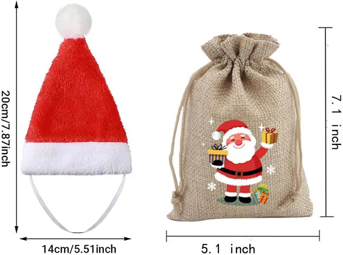 Beiabang Dog Cat Costumes Santa Hat Pet Christmas Photo Props for Puppy Kitten Small Cats Dogs