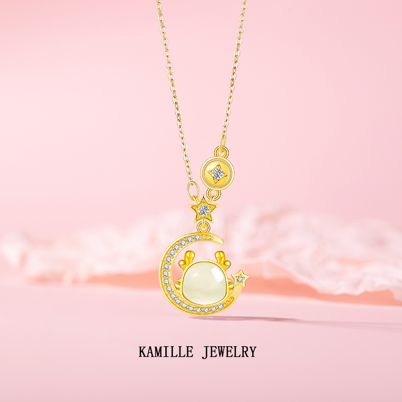 Chic Female Star Moon Dragon Elegant Necklace - Trendy Stainless Steel Bracelet Perfect for Commute