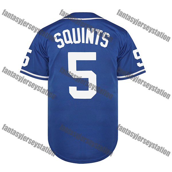 IN STOCK The Sandlot Baseball Jersey 5 Blue SQUINTS Embroidered Baseball Sports Tops Baseball Shirt 90s Hip Hop Fashion Clothing for Sports Festive Oc