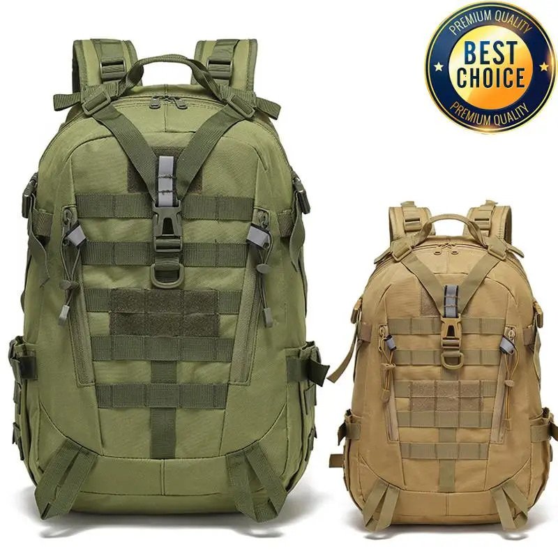 40L Tactical Reflective Backpack Outdoor Molle Camouflage Rucksack Assault Bag Hiking Camping Hunting Travel Riding Knapsack 241127