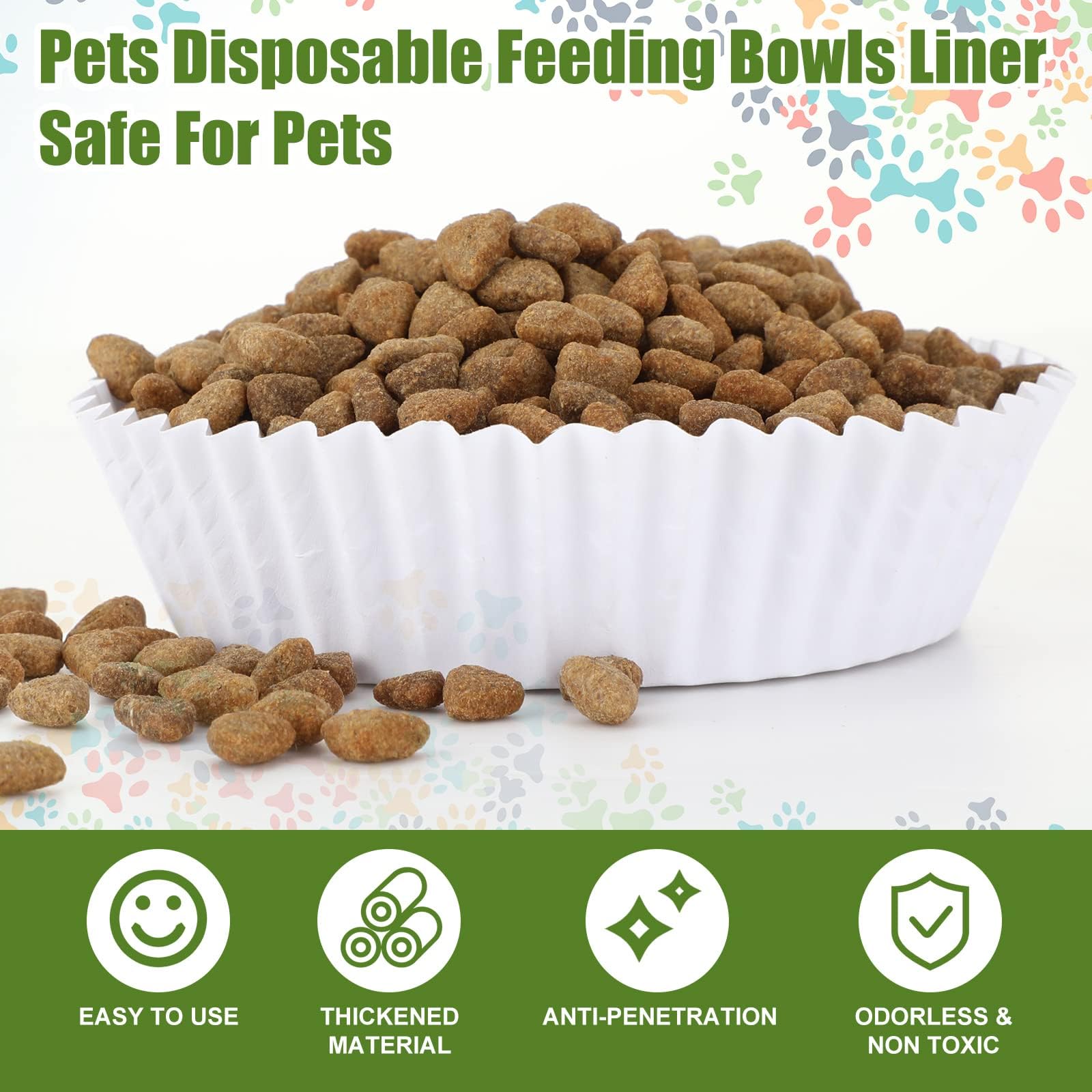 meekoo 600 Pcs Large Pet Disposable Feeding Bowls Liner Bulk Cat Food Bowls Small Paper Bowls Paper Liner for Small Dogs Cats Dish Bowl Wet Food Feedi