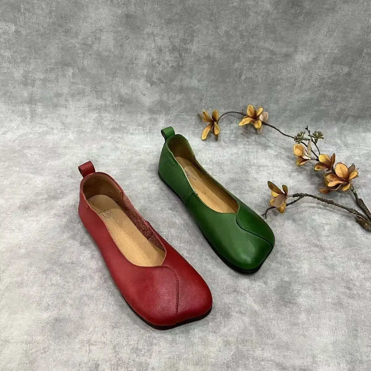Fashion Leather Spring Autumn Breathable Flats Ballerina Shoes Women Loafers Comfortable Soft Leather Women Flats Shoes 35-41 241126