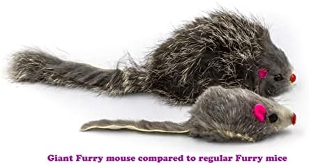 AXEL PETS 10 Giant Furry Mice with Catnip and Rattle Sound Made of Real Rabbit Fur Interactive Catch Play Mouse Toy for Cat, Pack of 10 Mice
