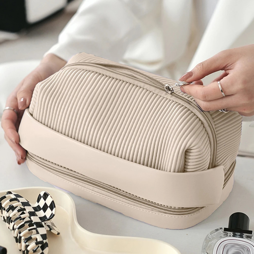 Double Layer Toiletry Bag Multi-function Beauty Bag Large Capacity Cosmetic Bag Fashion Makeup Tool Pouches for Weekend Vacation 241127