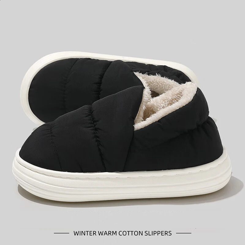 QYCKABY Plush Shoes For Women Mules Indoor Outside Winter Home Warm Fluffy Anti-skid Boots Fur Cotton Shoe Men Outdoors Sneakers241226bj