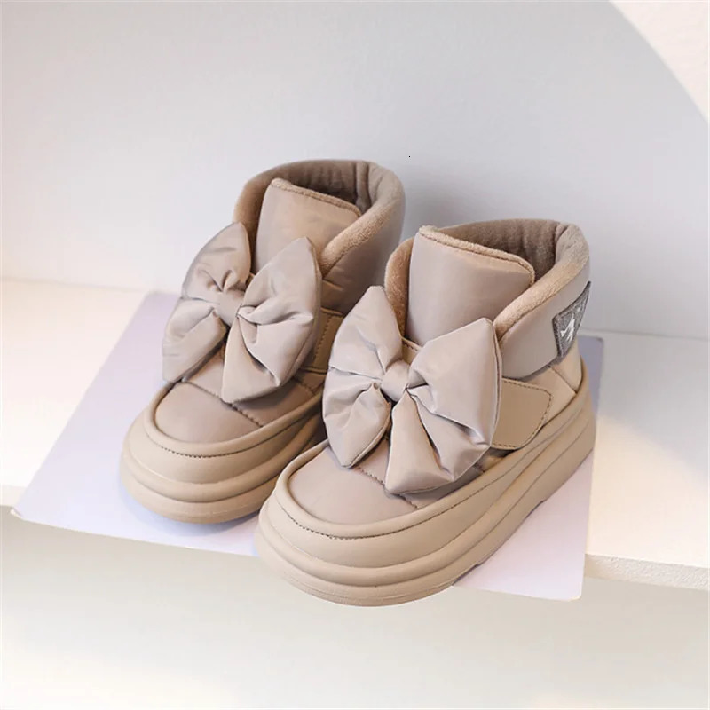 Childrens Snow Boots Winter Leather Bling Rhinestone Kids Shoes Warm Plush Princess Fashion Girls 2236 241127
