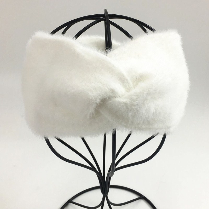 Internet celebrity imitation mink fur headband with cross knitted headband ins new warm woolen headband cover European and American plush headpiece