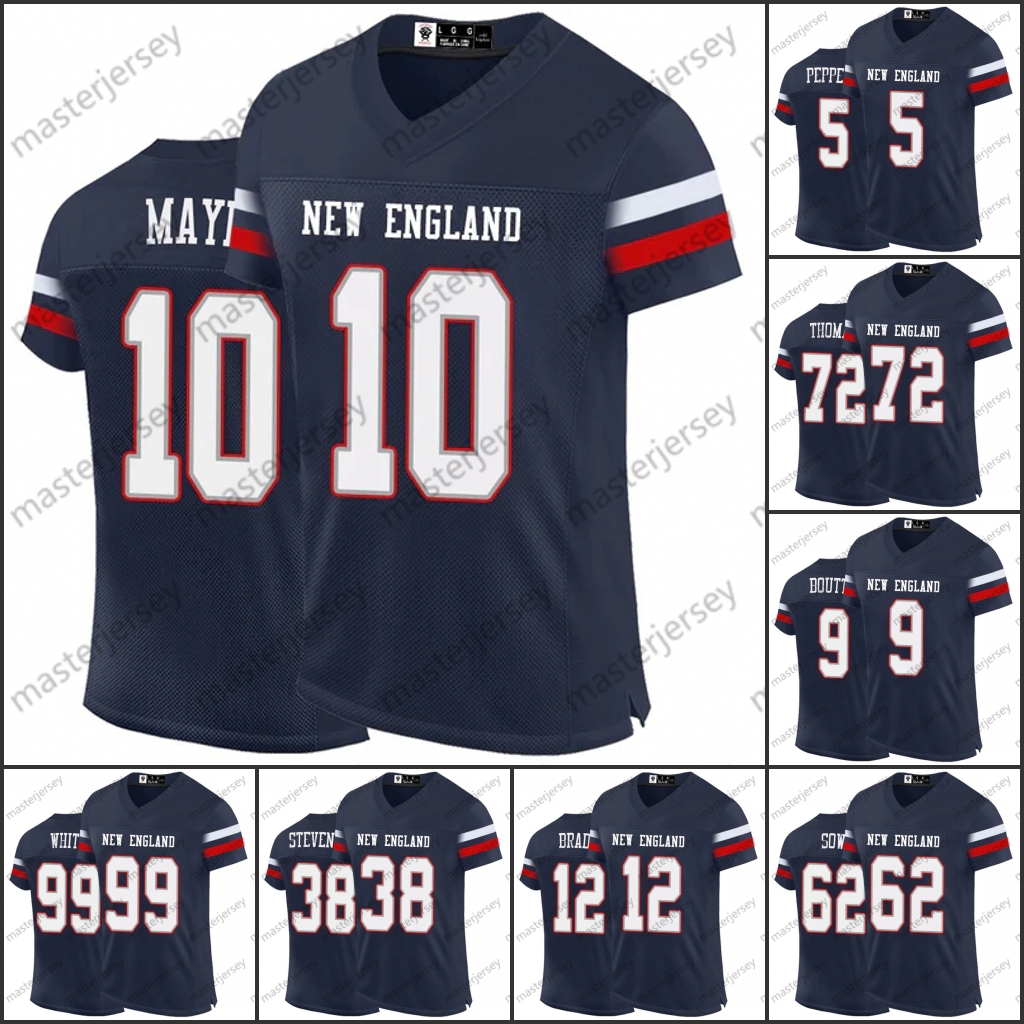 10 Drake Maye Football Jerseys Christian Gonzalez Rhamondre Stevenson Demario Douglas Keion White Brenden Schooler Kendrick Bourne Custom