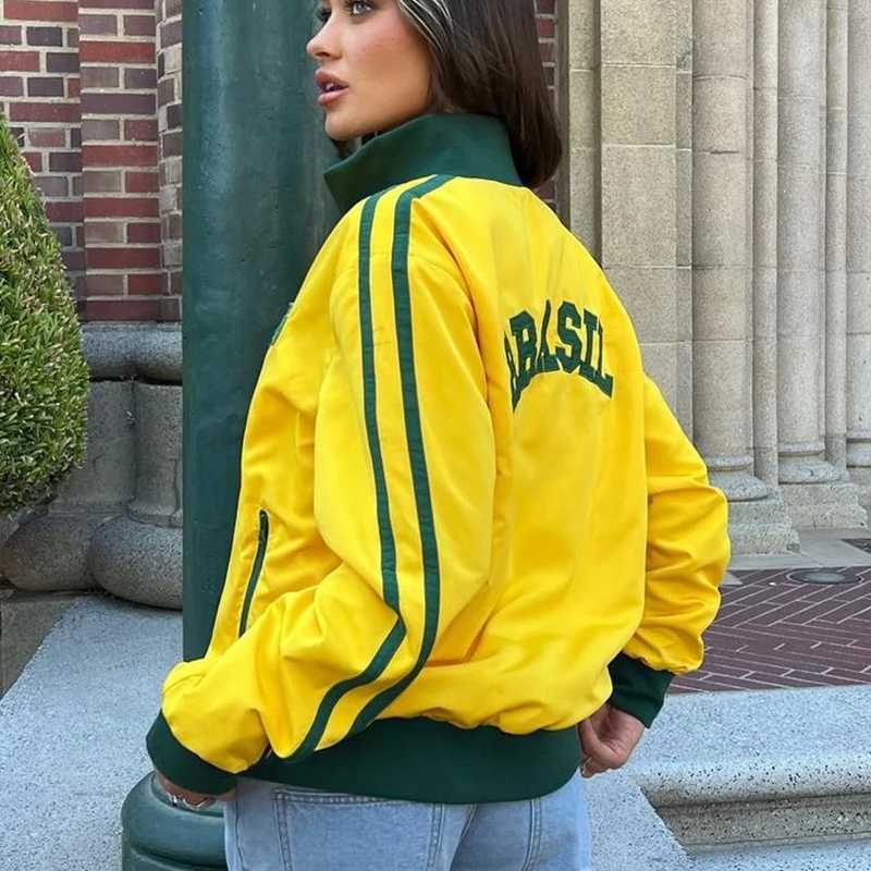 Turtleneck Full Zip Up Brazil Hoodies Y2k Gothic Hip Hop Long Slve Sweatshirt Harajuku Strt Oversize Women Men Grunge JacketC241126
