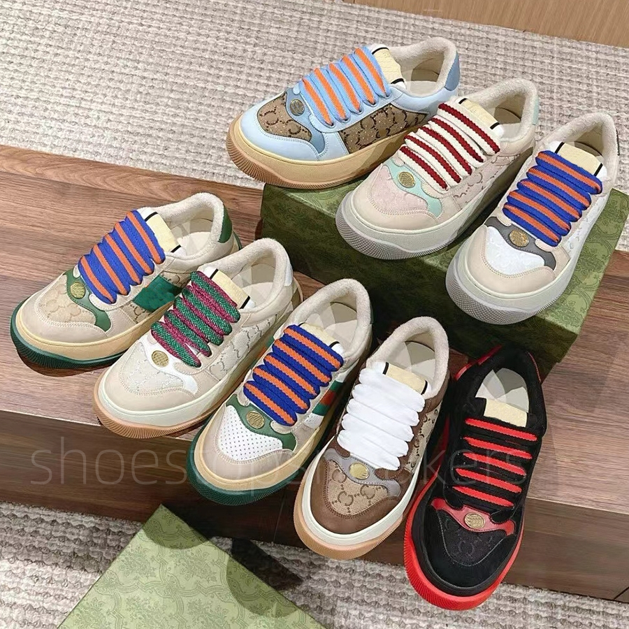 Screener Men Sneakers Shoes Top Luxury Retro Chunky Trainers Bi-color Rubber Sole Men Women Party Wedding Comfort Skateboard Walking Distressed Dirty Sneakers