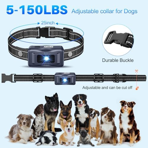 AIBORS Dog Shock Collar, 4300FT Remote Control 5-150lbs Small Medium Large Dogs, Rechargeable Waterproof e Collar with Light for Night Walks 4 Trainin