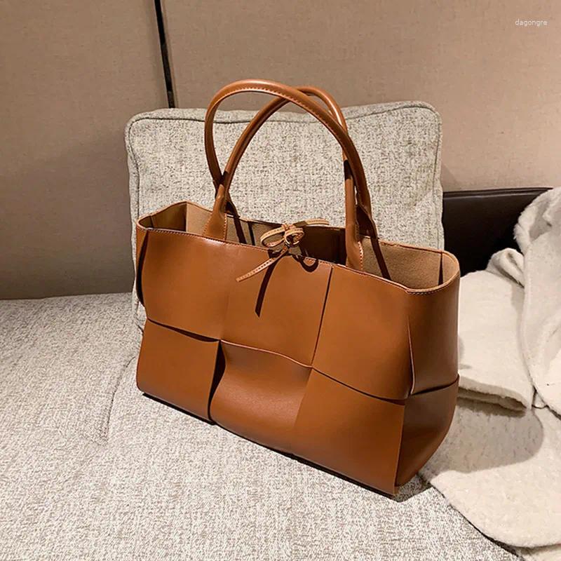 Bag Women Weave Tote Fashion High Quality PU Leather Designer String Handbag Elegant Large Capacity Female Shoulder 4