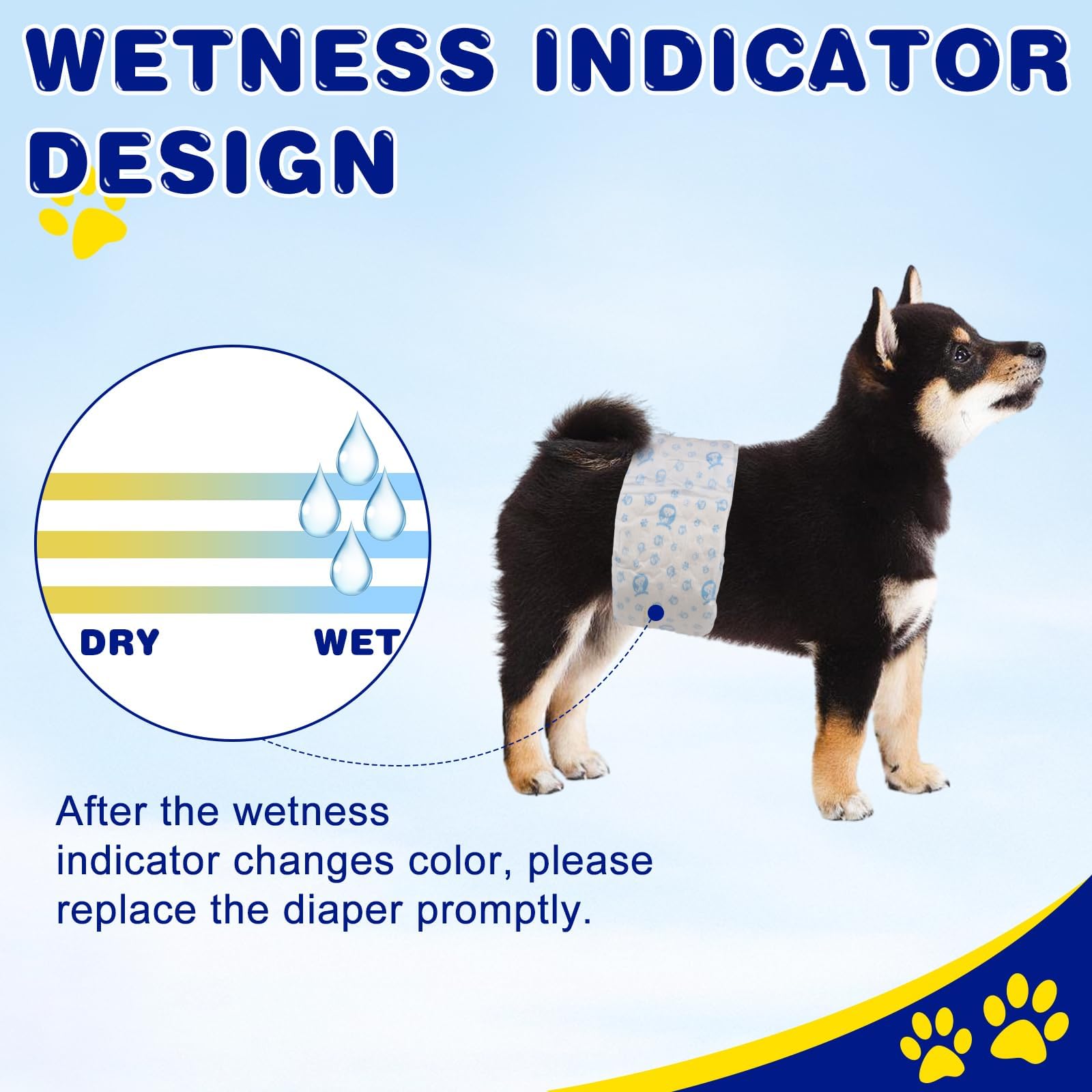 XPCARE 50 Count Disposable Male Dog Diapers, Male Dog Wraps,Super Absorbent Leak-Proof Fit