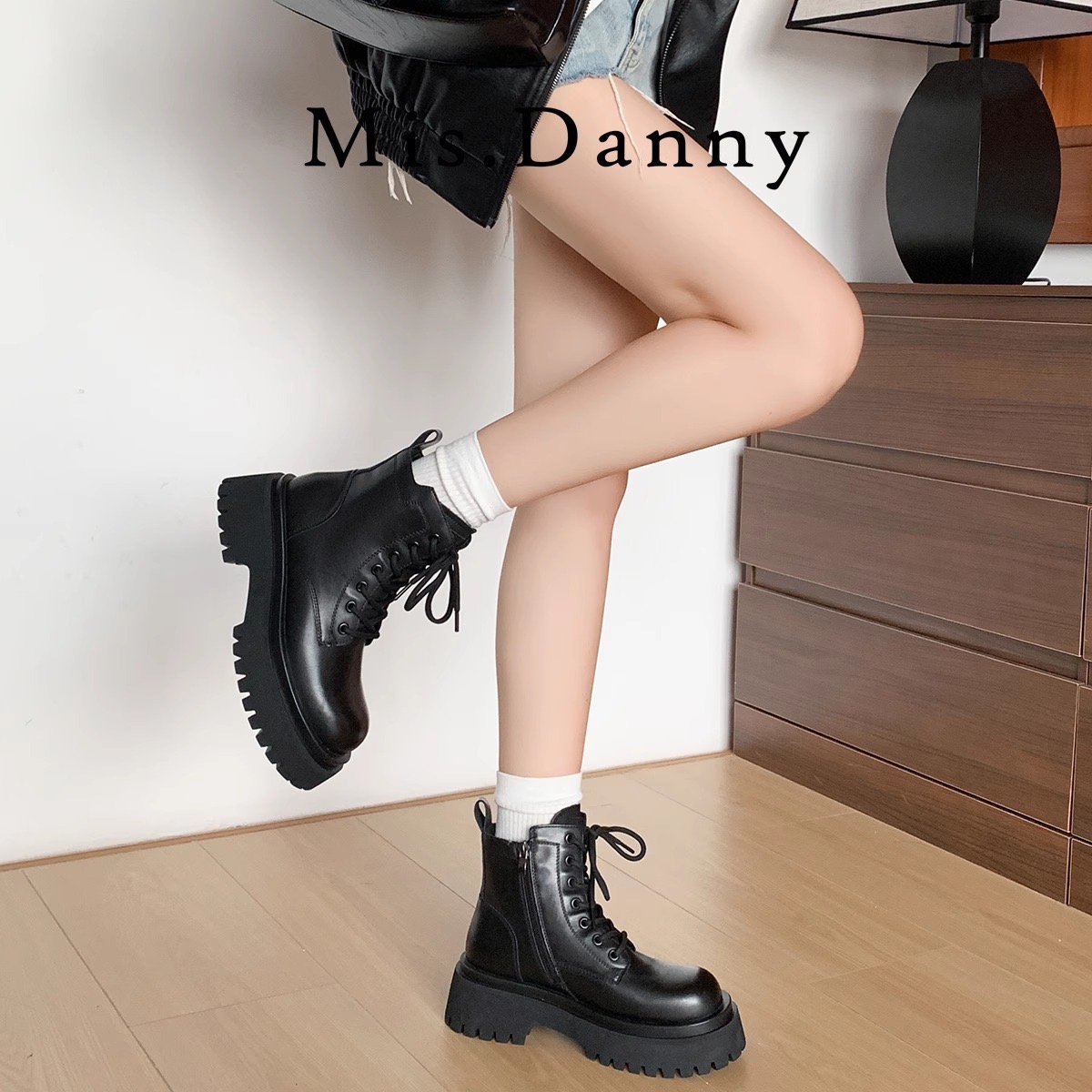 Genuine BeauToday Leather Ankle Boots Women Metal Eyelets Side Zip Round Toe Motorcycle Booties New Lady Shoes Plus Size 03686 8d0c